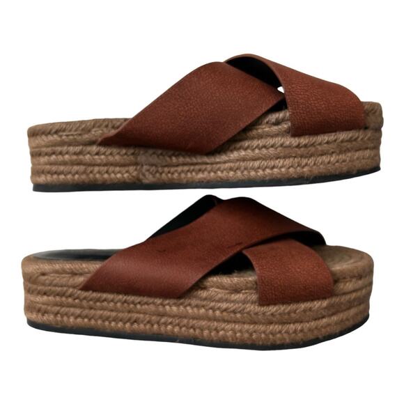 All Saints Sandal Womens EU 37 US 6 Harlem Espadrille Slide In Brick Casual Boho - Picture 5 of 12